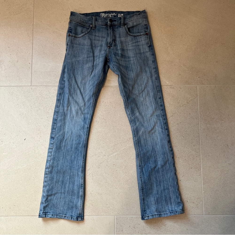 Wrangler Retro Jeans 29x30 Light Wash Slim Boot Whiskered Cowboy Western Rodeo